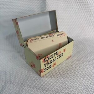 VTG 1960s Ohio Art Ladies Home Journal Recipe Treasure Box Pink Floral Metal Tin